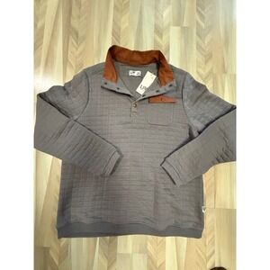 LIV Outdoor Men's Quilted Snap Pullover Shirt XL Gray Brown Accent NWT